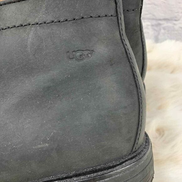 Ugg Dagmann Chukka Boot Mens 12 Black Leather Lace Up - Picture 4 of 8